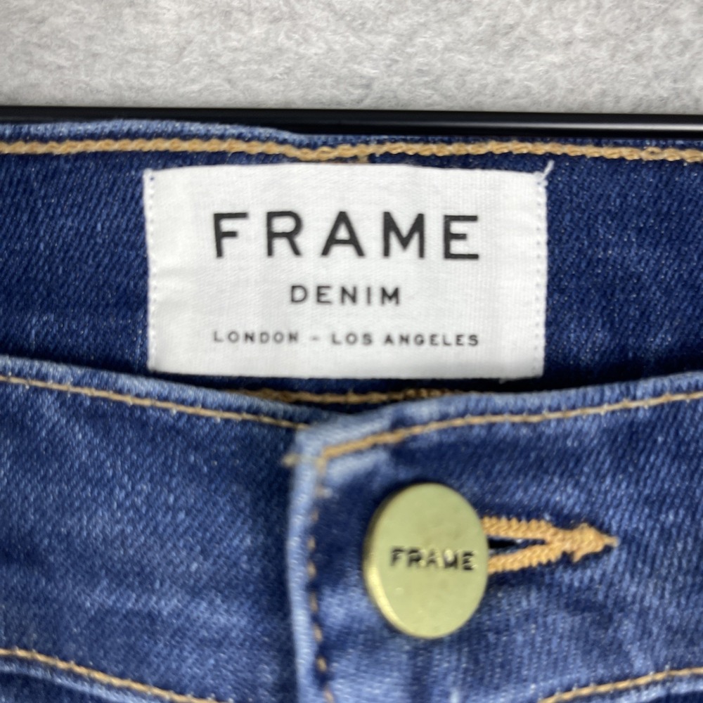 FRAME Le Skinny de Jeanne Fringe Hem Jeans Womens 31 Ripped Distressed Grunge - Picture 9 of 14